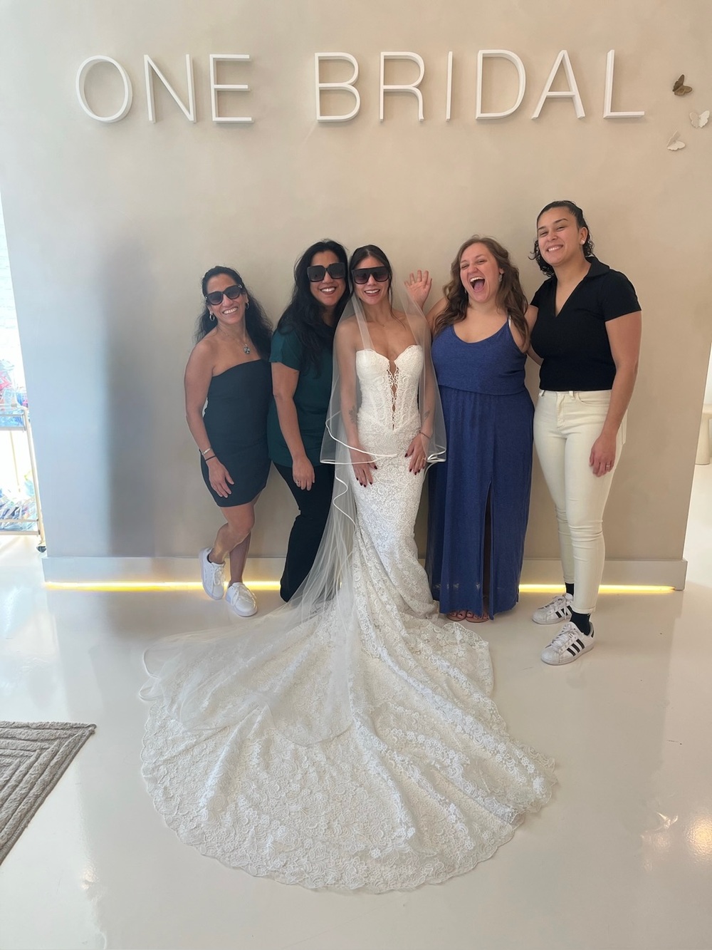Strapless Lace Mermaid Wedding Gown with Veil - White